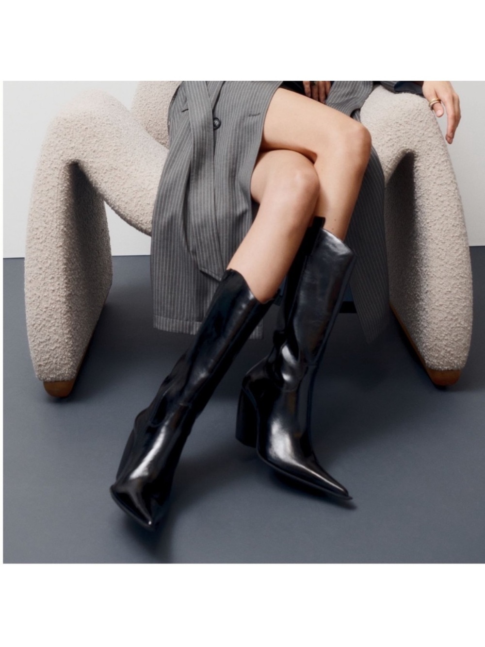 Jeffrey Campbell Black Reckon Heeled Boots Size 8